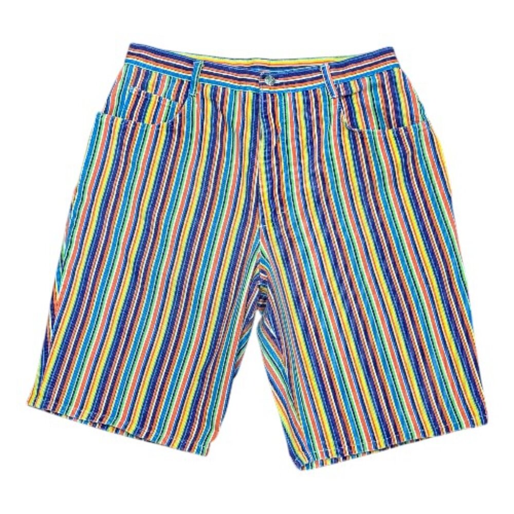 Backroad Blues Vibrant Rainbow Denim Shorts Size 18W